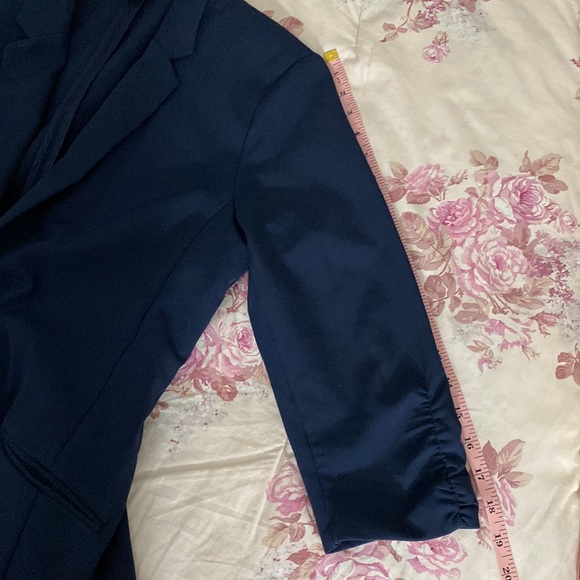 INC Women’s 3/4 Sleeve Menswear Blazer Navy Blue - Picture 8 of 16